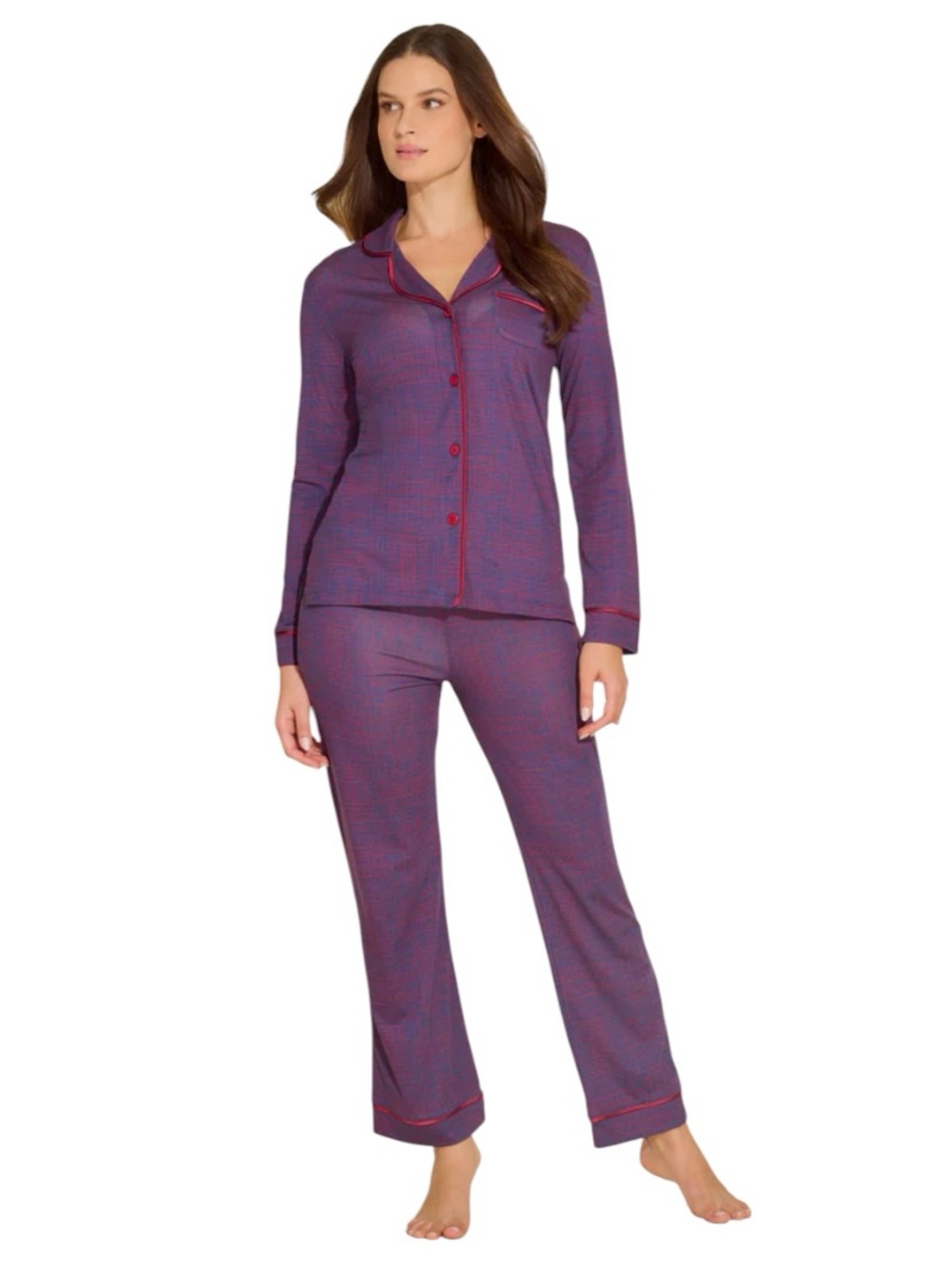 NWT Cosabella Bella Pima Cotton Modal Pajama Set Navy Red 3X Plus Size